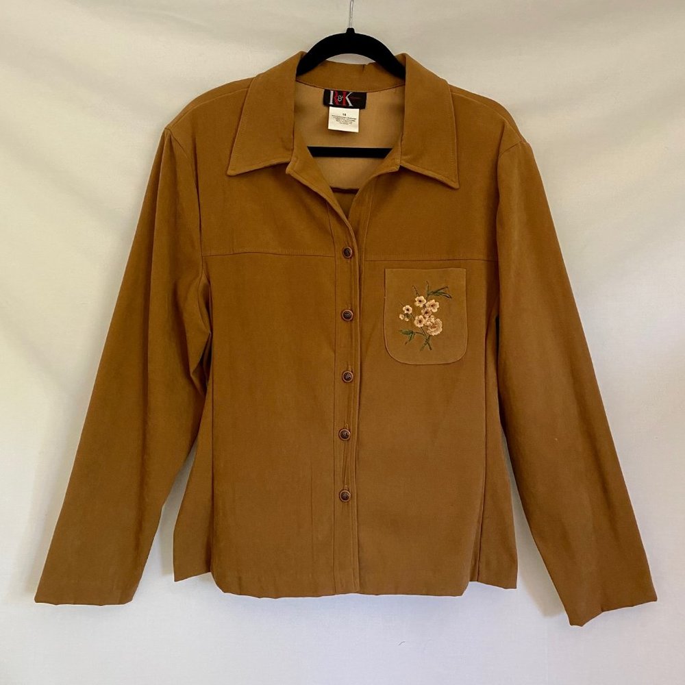 Vtg R&K Originals Floral Blouse Jacket w Back Tie